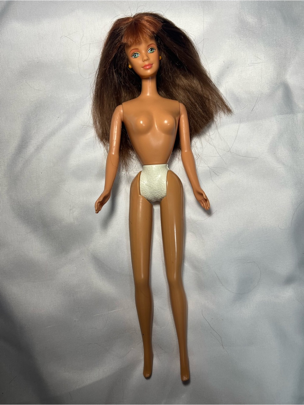 Vintage 1997 Mattel Bead Blast Barbie Doll Nude Red Brown Hair Orange Jewelry